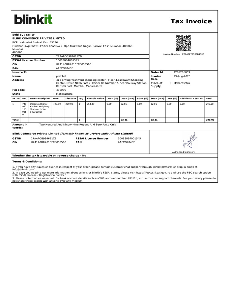 ForwardInvoice ORD97162150831 | PDF | Taxation | Economy Of India
