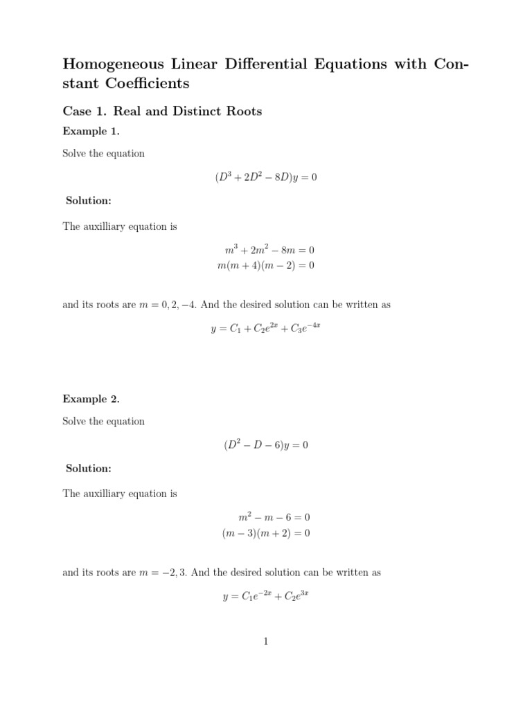 Solving Homogeneous Linear DEs | PDF | Mathematical Concepts | Calculus