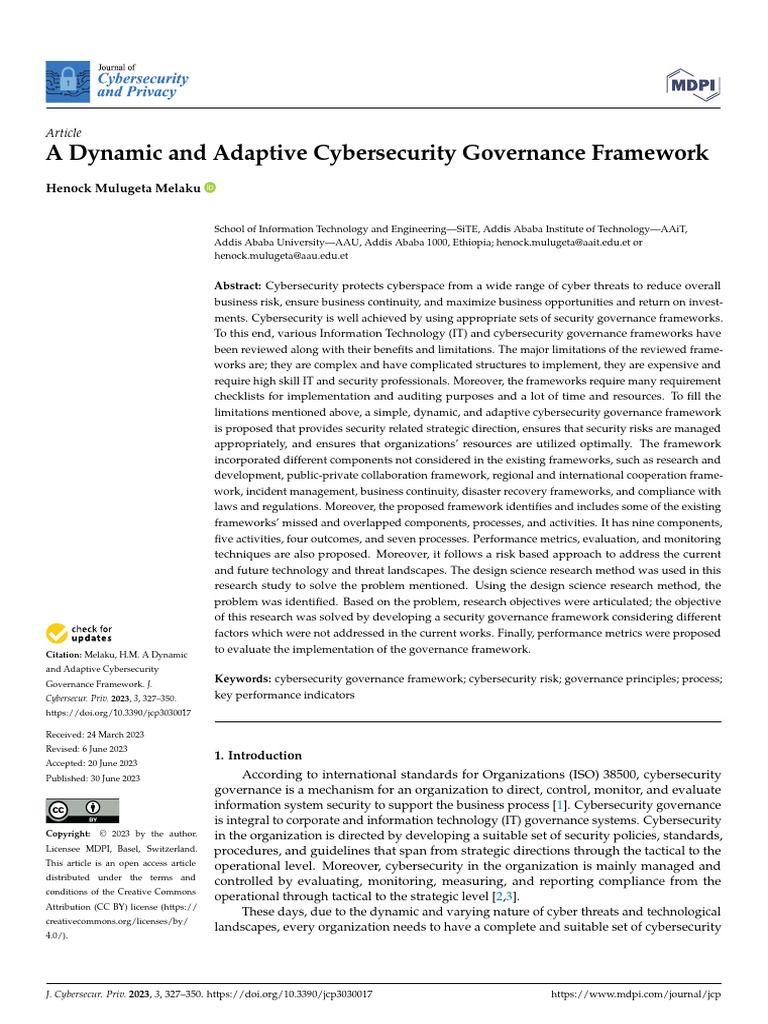 Adaptive Cybersecurity Governance Framework | PDF | Computer Security ...