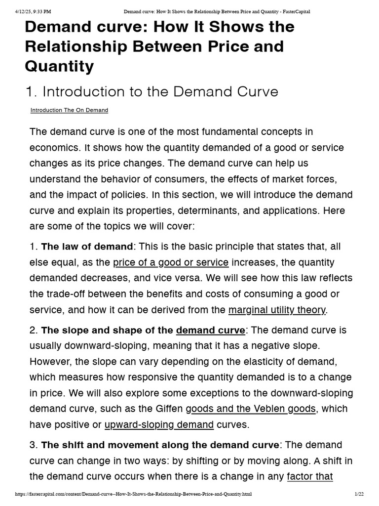 Demand Curve - How It Shows The Relationship Between Price and Quantity ...