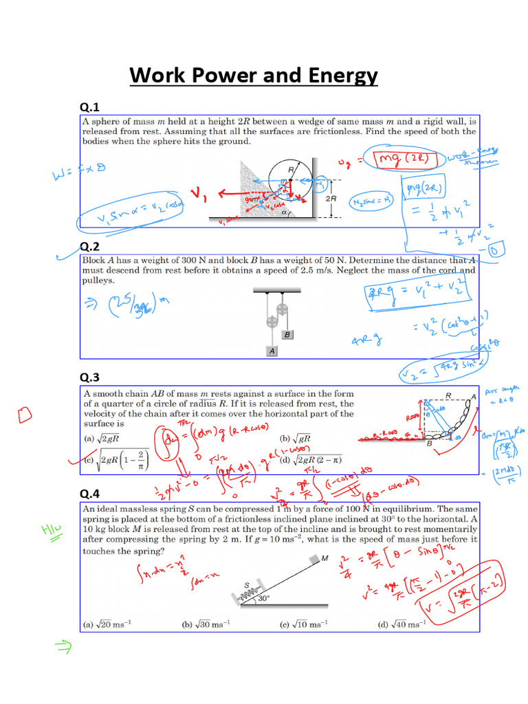 Practice - Set - Work Power and Energy | PDF