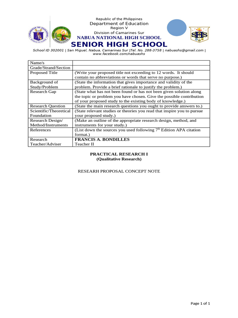 Research Proposal Concept Note Guide | PDF