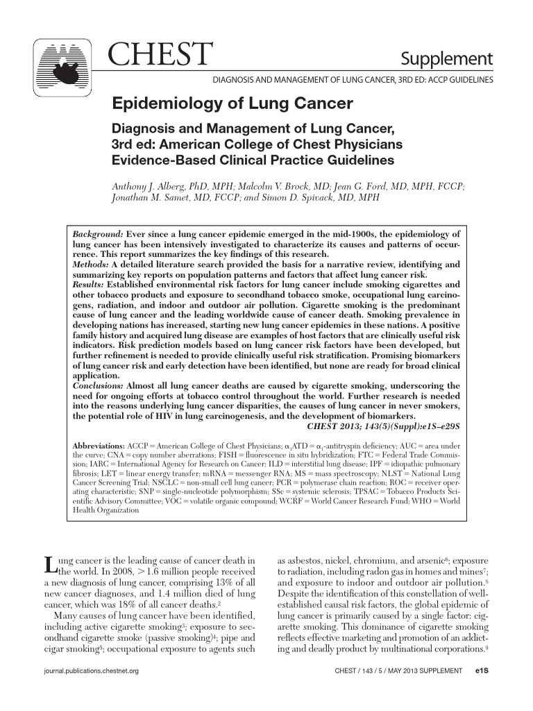 Epidemiology of Lung Cancer | PDF | Tobacco Smoking | Addiction