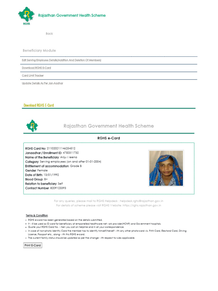 Rajasthan RGHS Health Scheme Overview | PDF