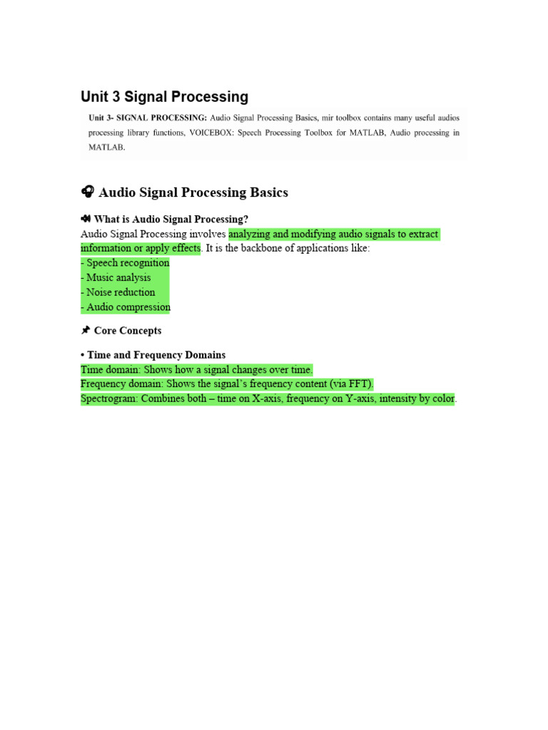Audio Signal Processing Overview | PDF | Electronics | Applied Mathematics