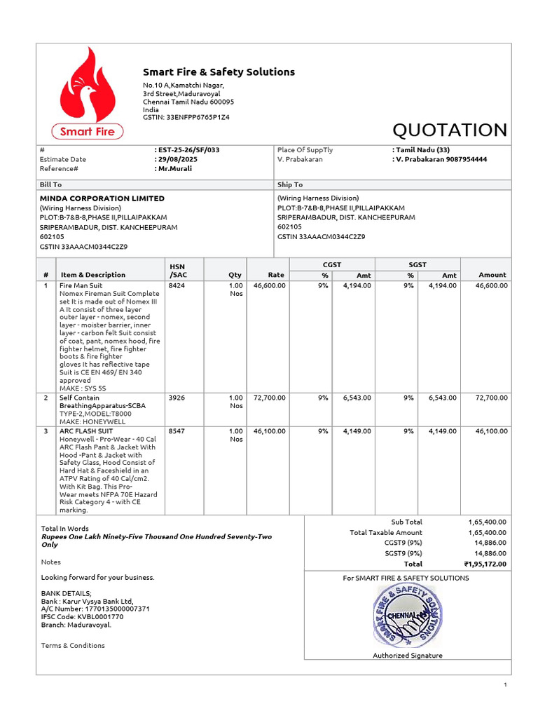 Quotation for Fire Safety Equipment | PDF | Legal Liability | Mail