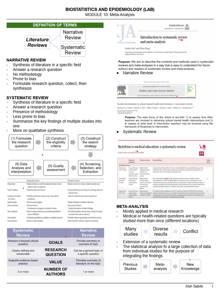 Bio Epi Lab M10 | PDF | Meta Analysis | Systematic Review