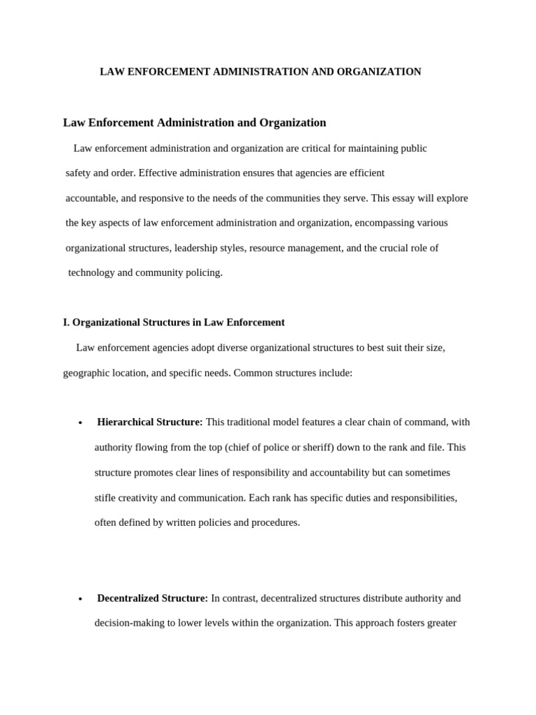 Law Enforcement Administration Overview | PDF | Leadership | Police