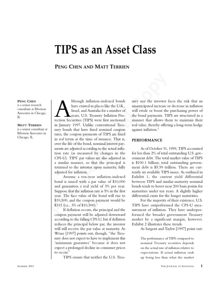Understanding TIPS in Investment Strategy | PDF | Bonds (Finance ...