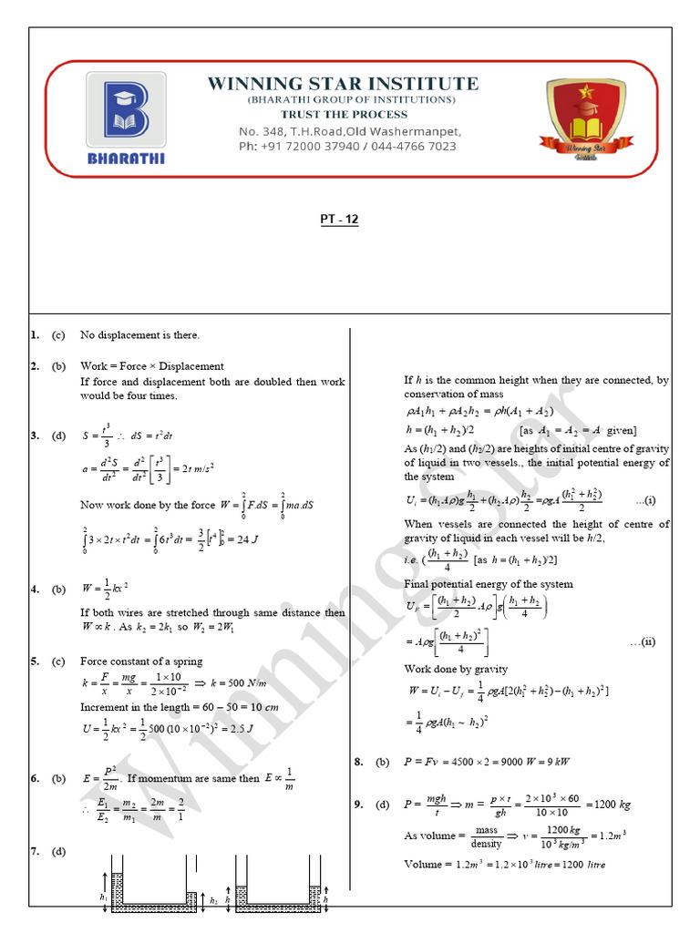 Physics Work and Energy Concepts Explained | PDF | Collision | Chemical ...