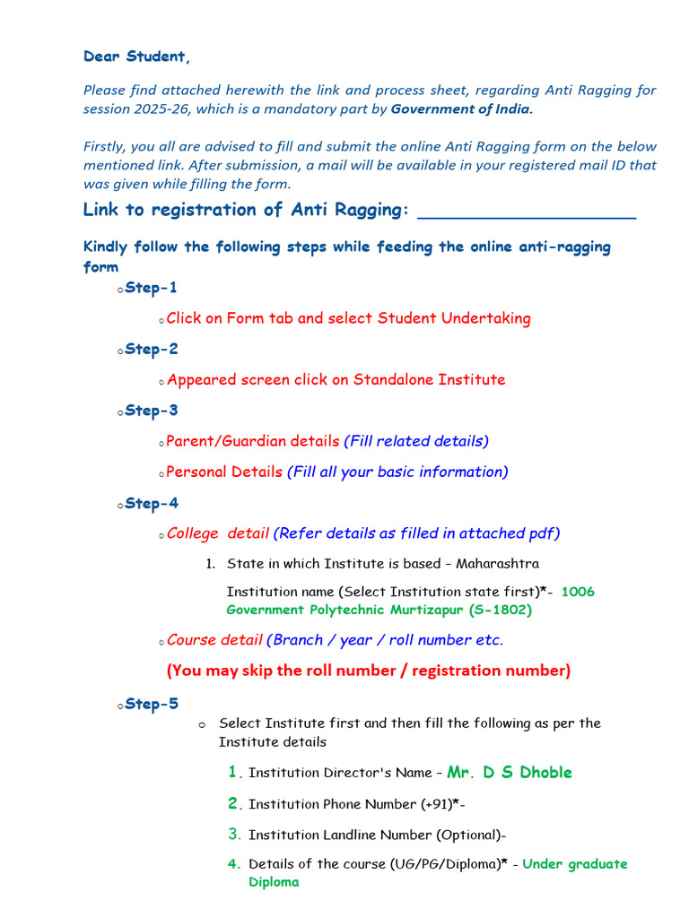 Process Flow How To Fill Online Anti Ragging Form | PDF | Chess Theory ...