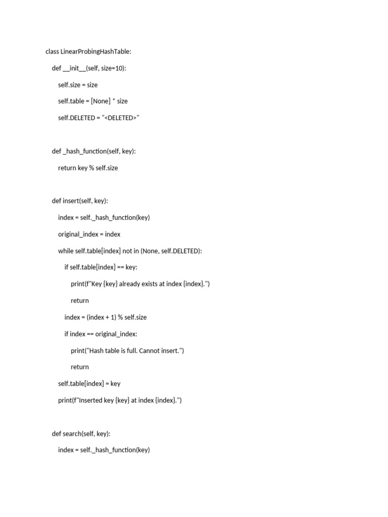 Linear Probing Hash Table Implementation | PDF