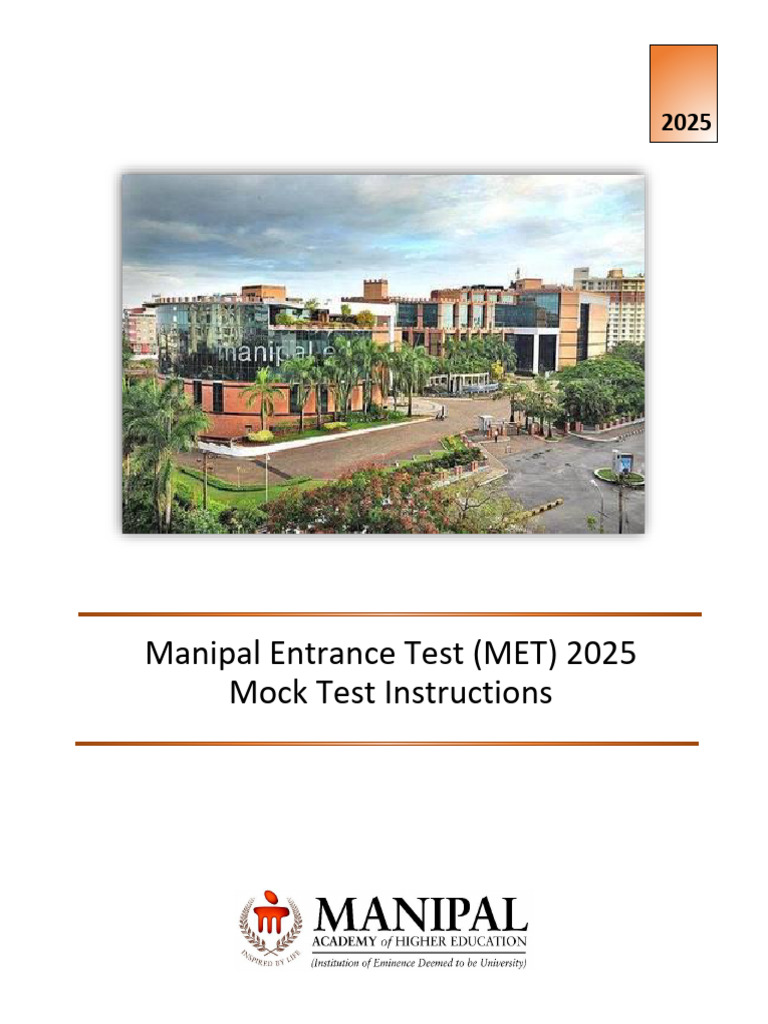 MET 2025 Mock Test Instructions Guide | PDF | Biotechnology | Pathology
