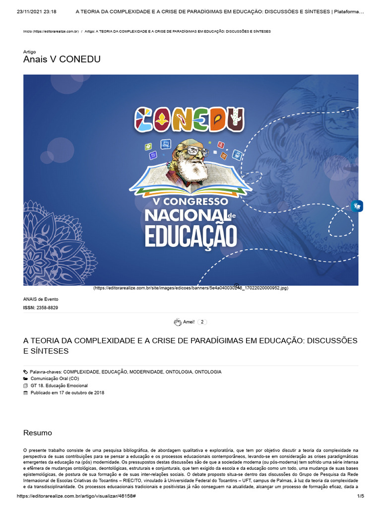 Complexidade e Crise na Educação | PDF | Complexidade | Paradigma