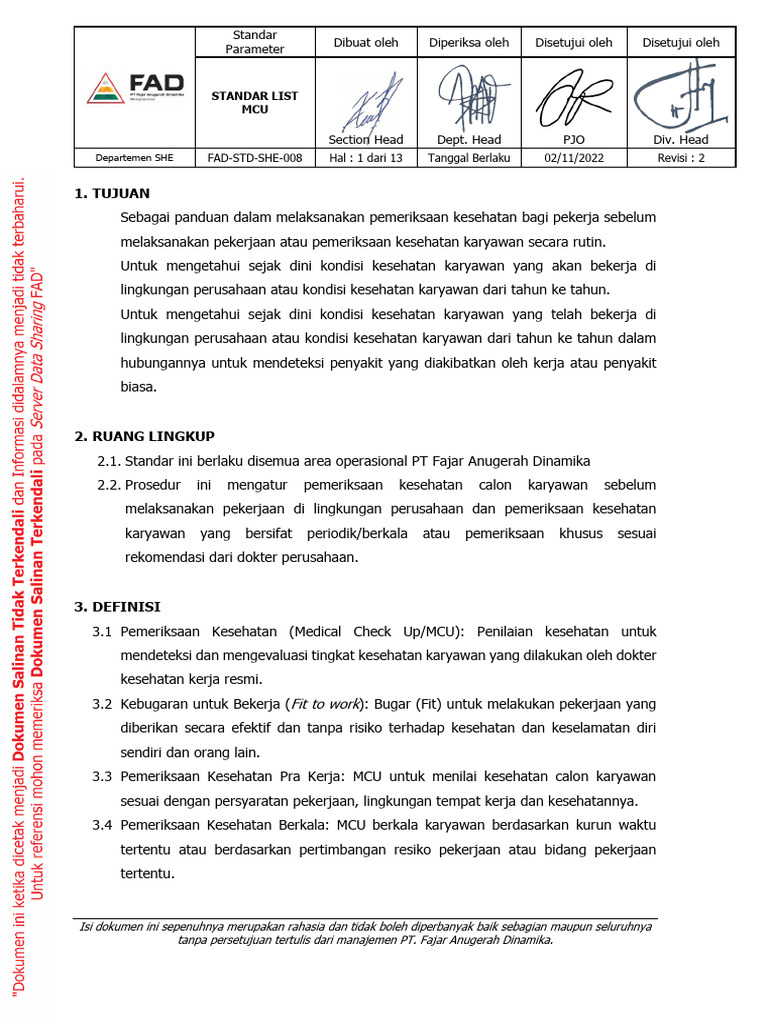 Fad STD She 007 Standar List Mcu - Rev.2 | PDF