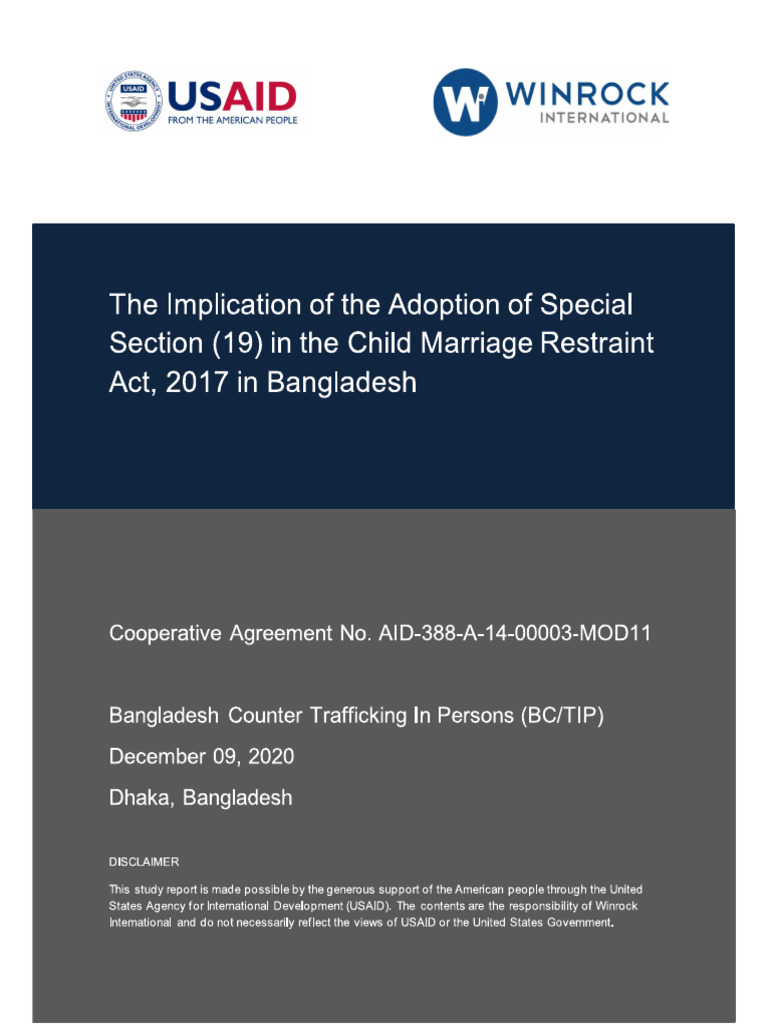 Child Marraige and Implecation of Section 19 Winrock | PDF