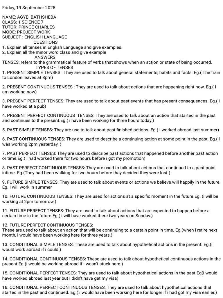 English LM QUESTIONS and Answers | PDF | Grammatical Tense | Perfect ...