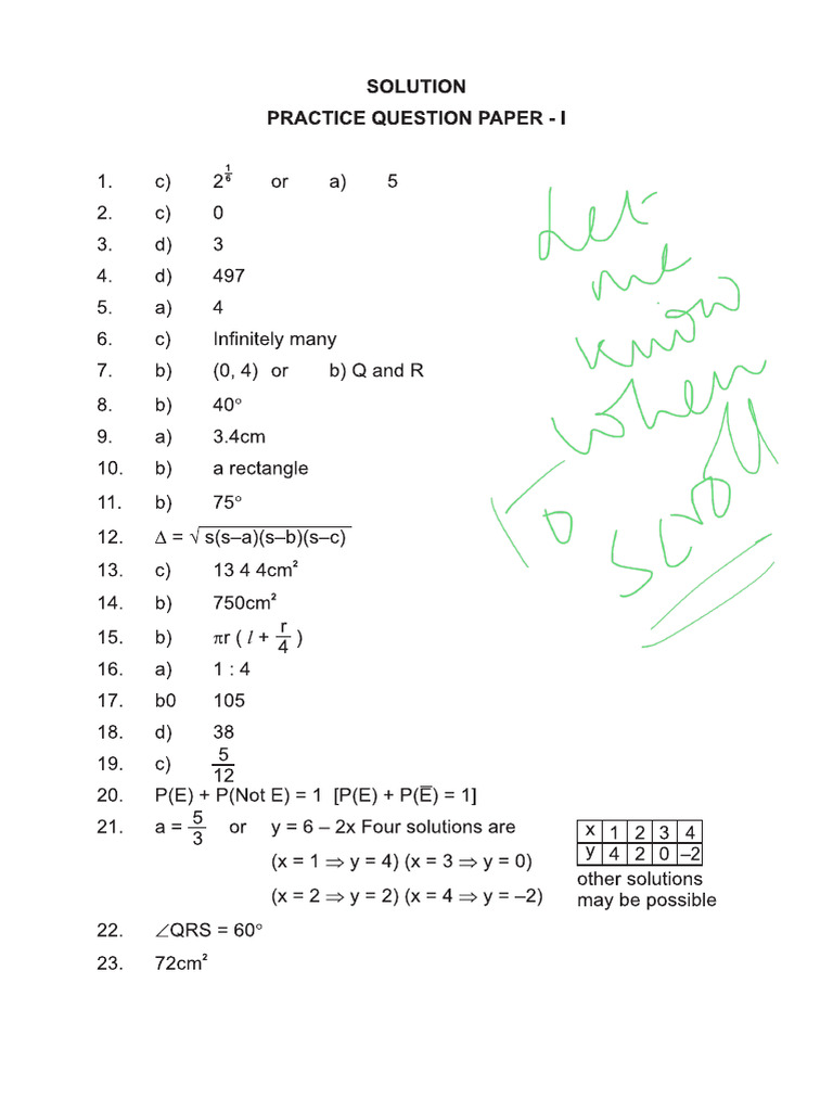 9 Maths Sample Paper 2020 Set 1 Hints Solutions | PDF