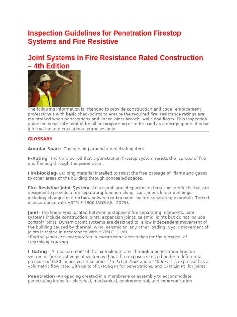 Firestop Inspection Guidelines | PDF | Building Engineering