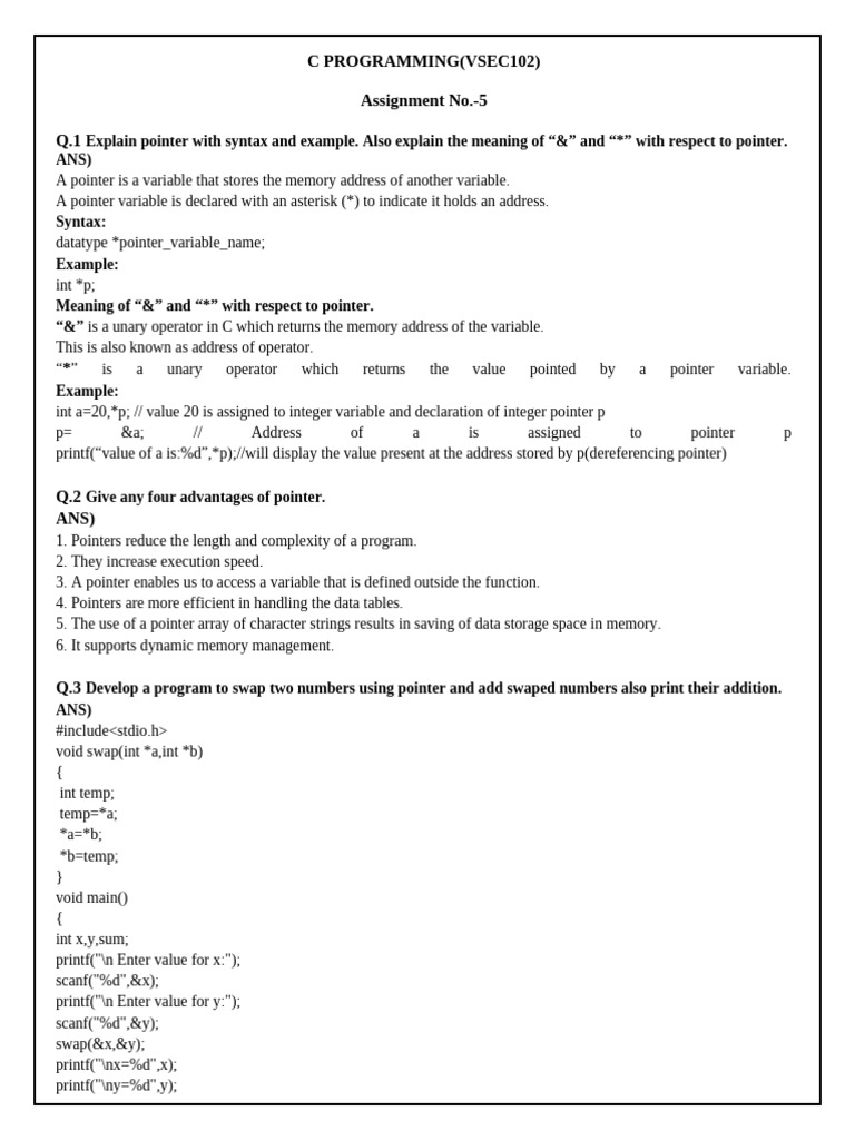 C Programming: Pointers Explained | PDF | Pointer (Computer Programming ...
