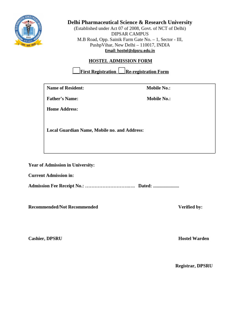 Hostel Re-Registration Form 2025-08-08.2b34a8f98e4e4c3caa1e | PDF ...