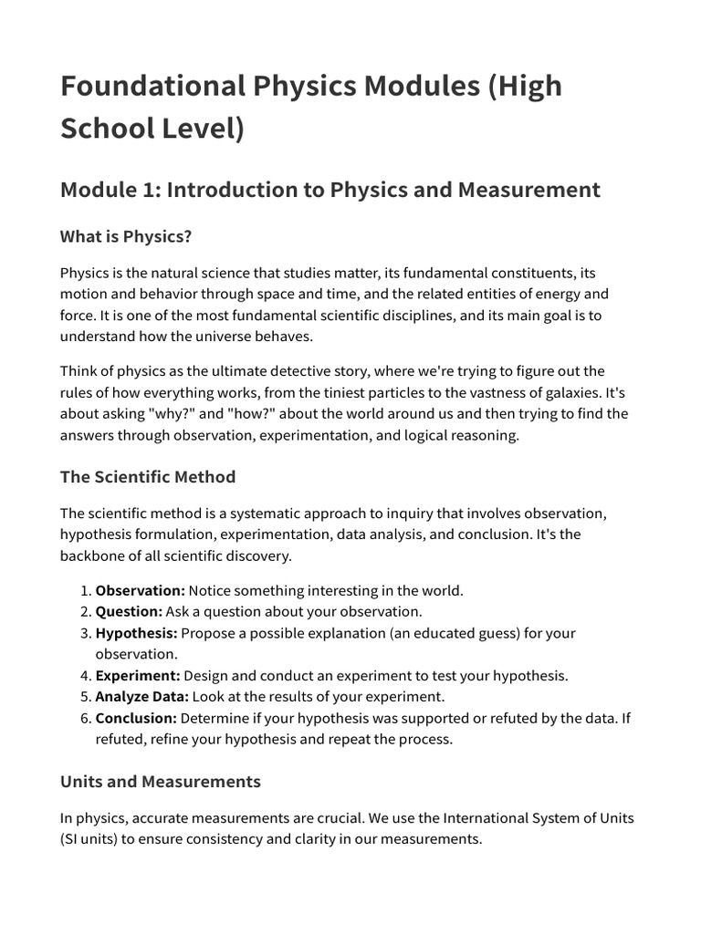 High School Physics Modules Overview | PDF | Waves | Force