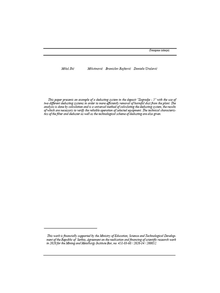 Dedusting System for Limestone Plant | PDF | Pressure | Exhaust Gas