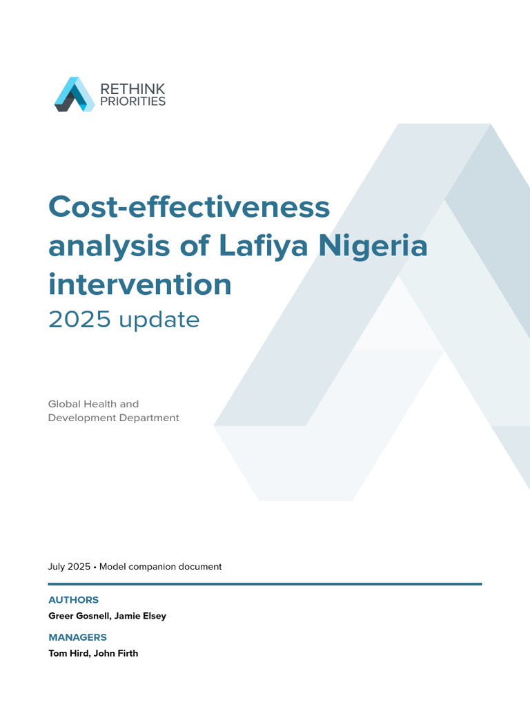 Lafiya Nigeria Intervention Cost-Effectiveness 2025 | PDF | Family ...