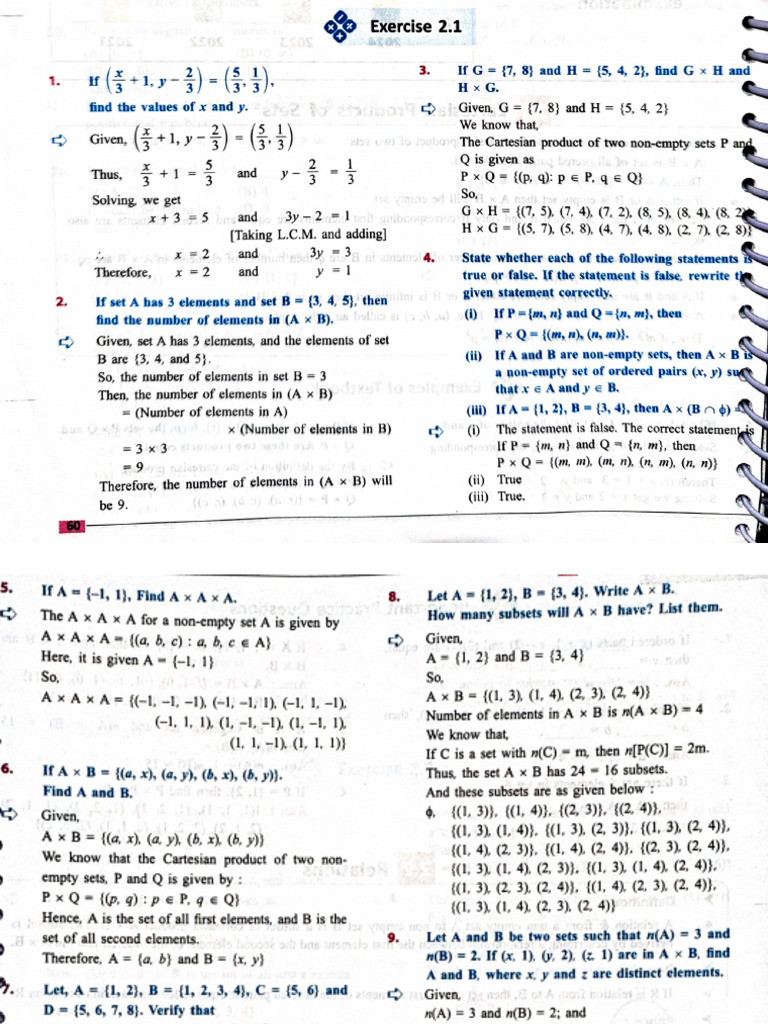 Relation and Function All Exercises | PDF