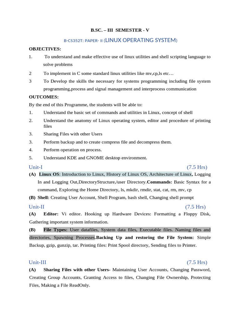 Linux Syllabus Ugnep 2025-2026 | PDF | Computer File | Linux