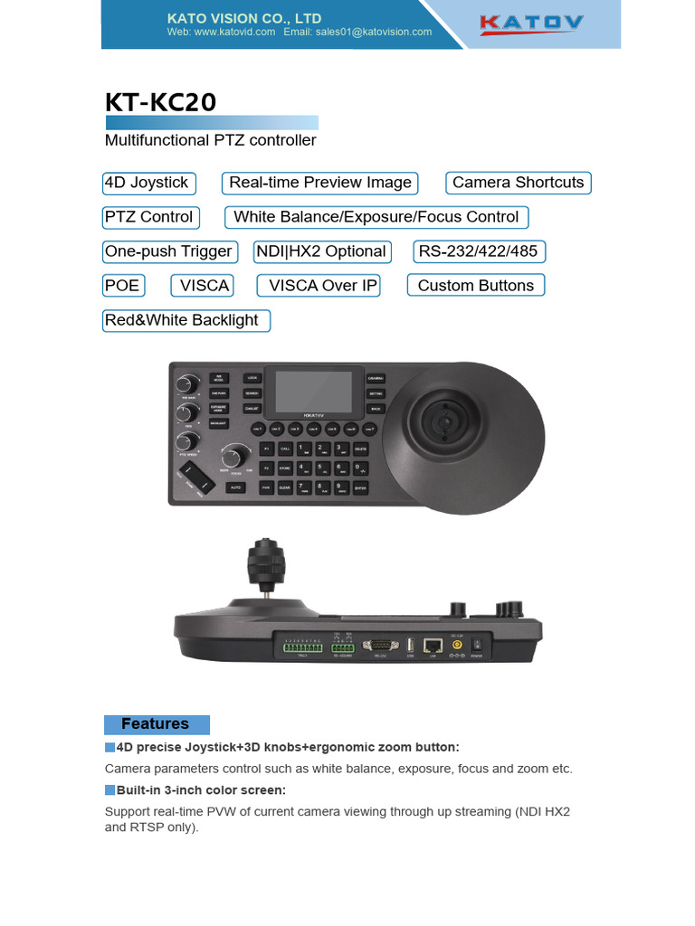 Multifunctional PTZ Controller KT-KC20 | PDF | Camera | Electronics