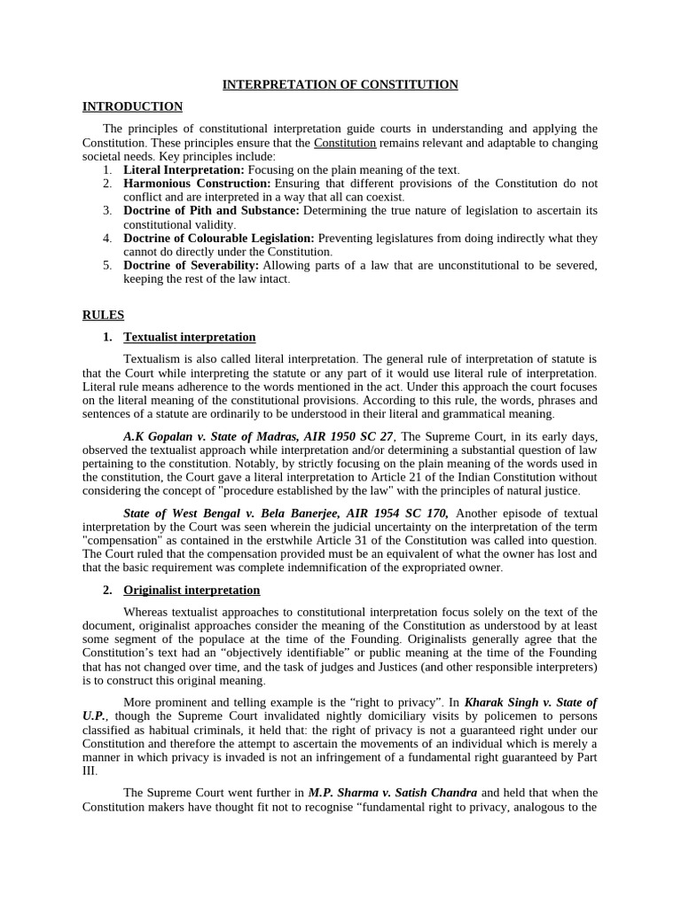 Constitutional Interpretation Principles | PDF | Precedent | Plain ...