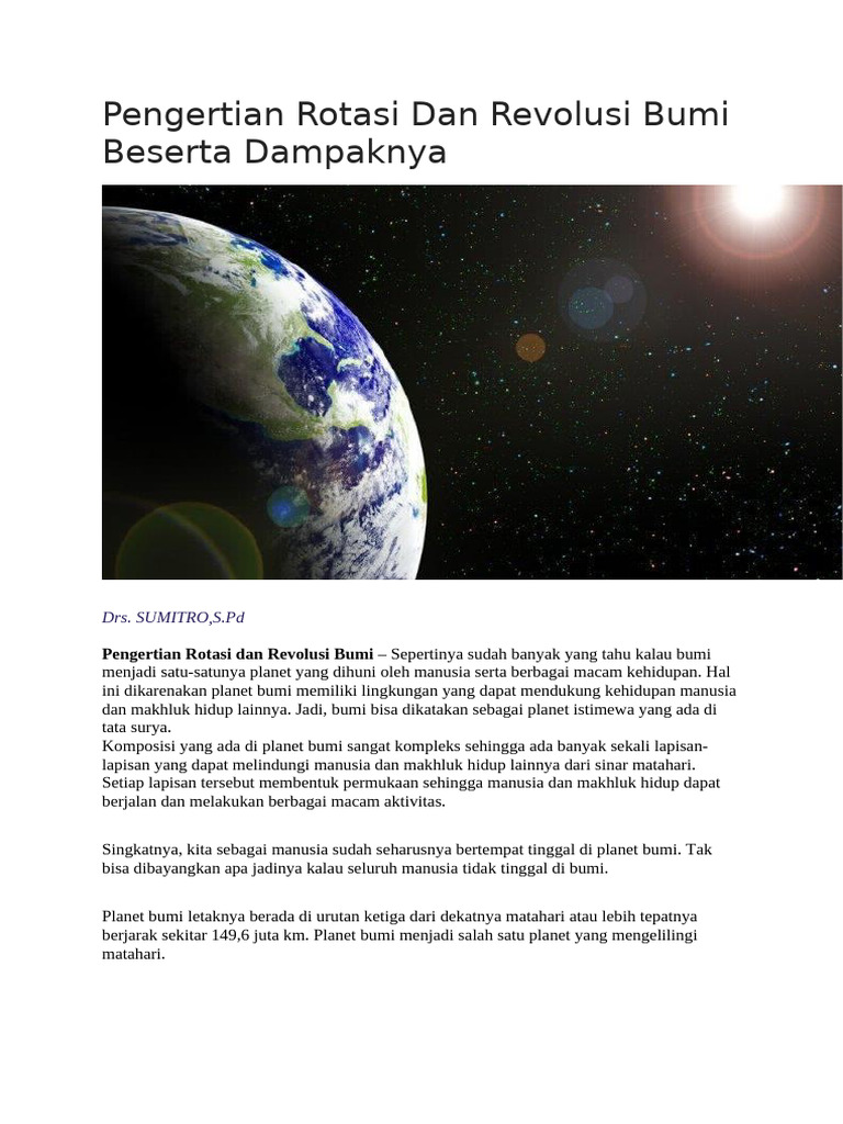Pengertian Rotasi dan Revolusi Bumi | PDF