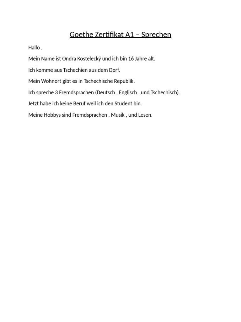 Goethe Zertifikat A1 | PDF