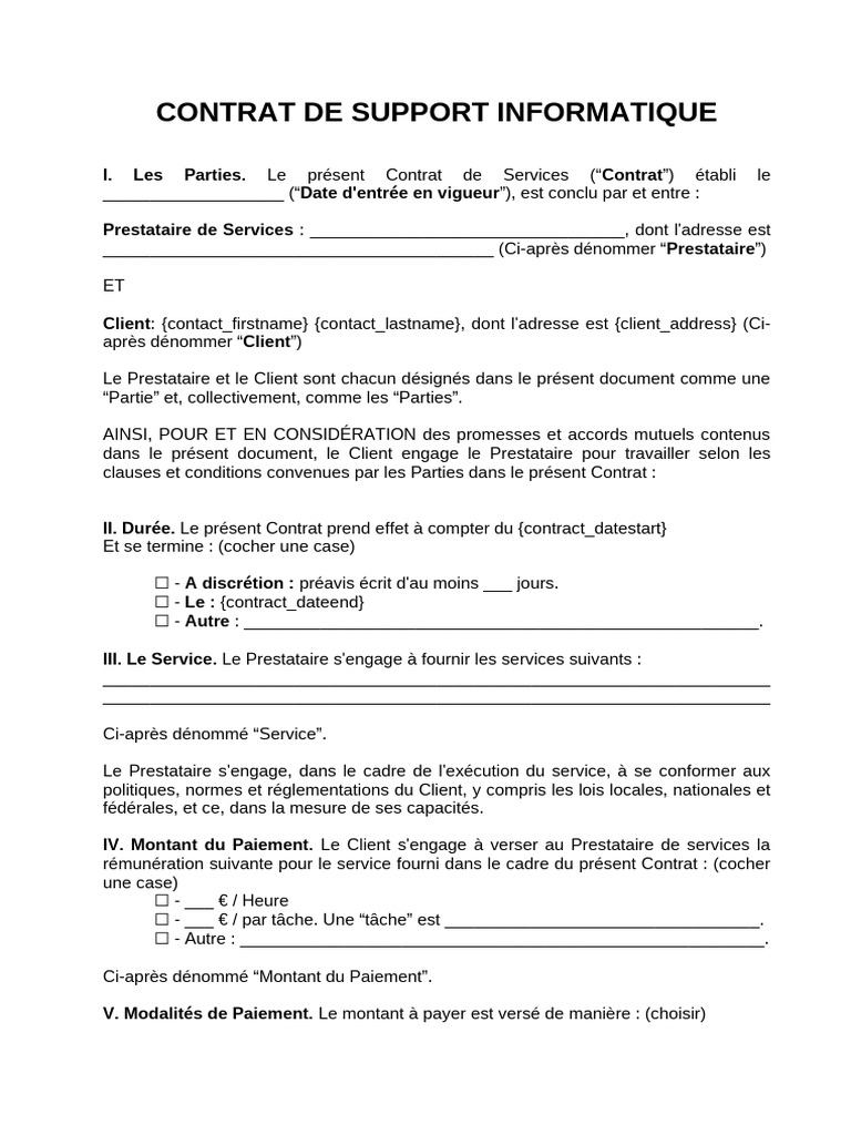 Contrat de Support Informatique | PDF | Impôts | Justice
