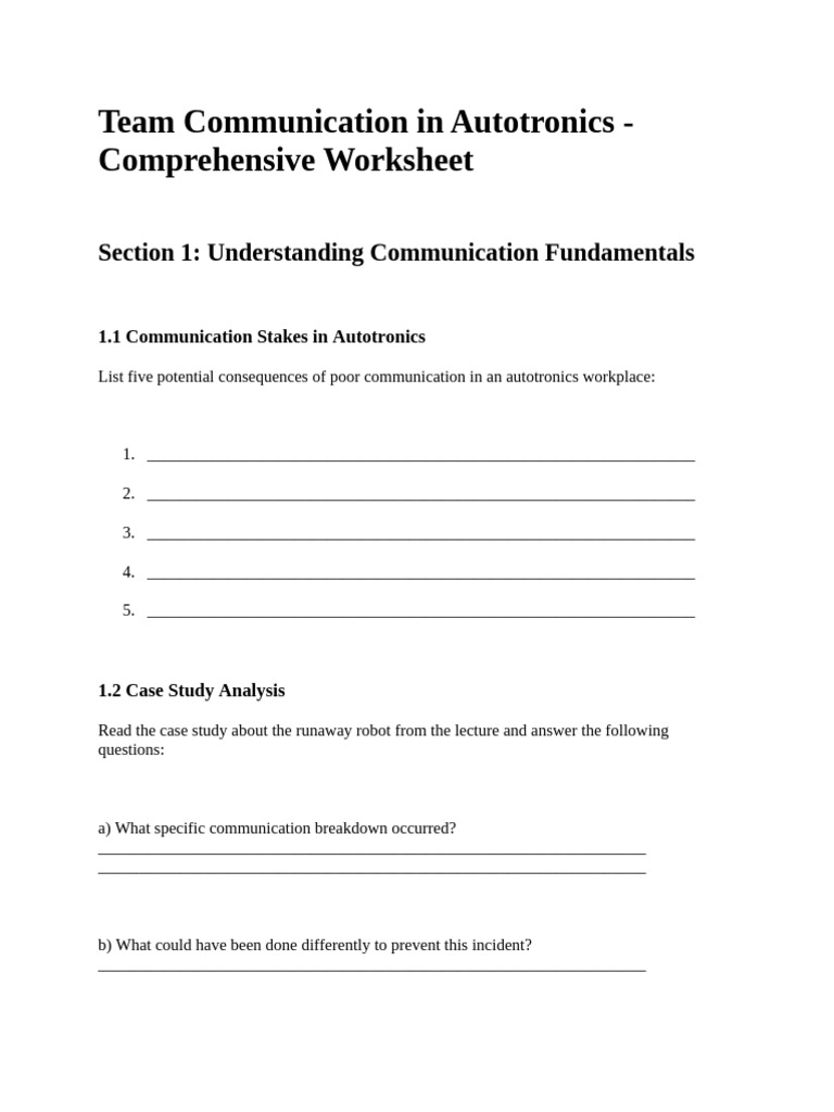 Effective Team Communication in Autotronics | PDF | Communication ...