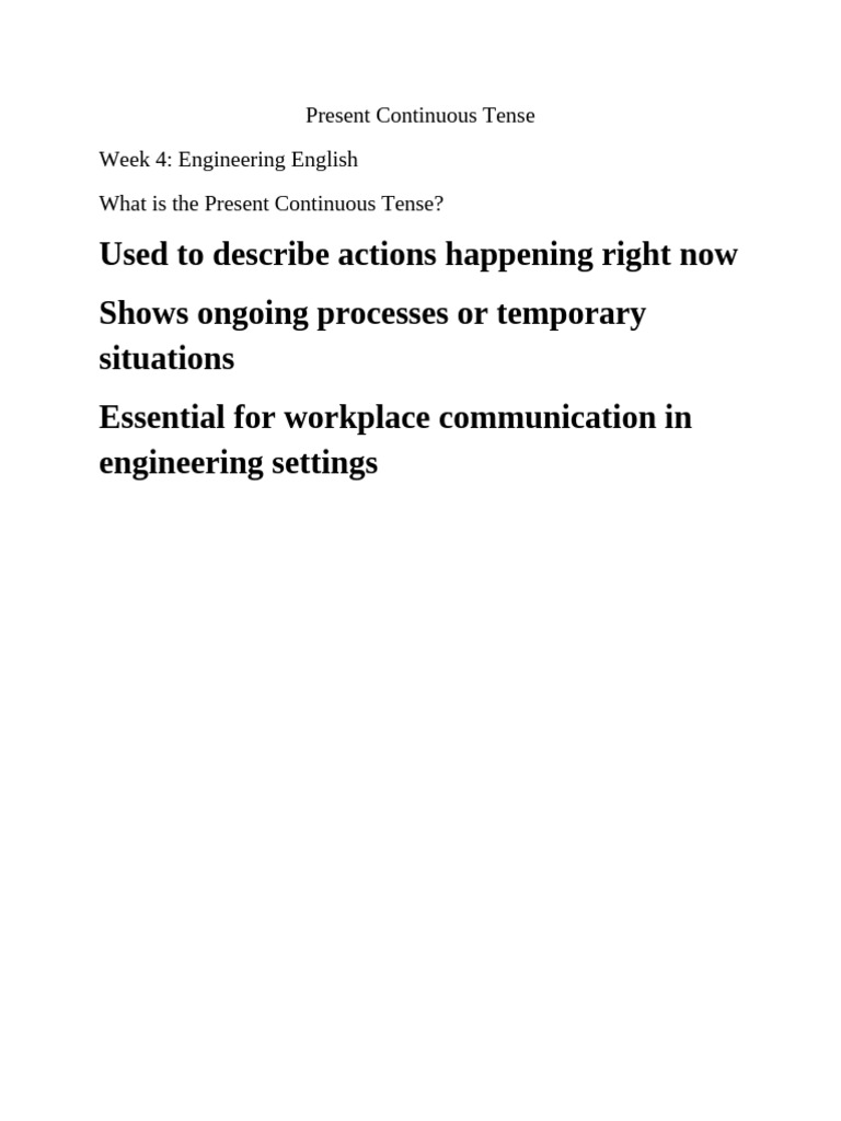 Present Continuous Tense in Engineering | PDF | Reliability Engineering ...