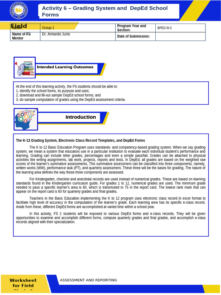 DepEd Grading System and Forms Guide | PDF | Educational Assessment ...