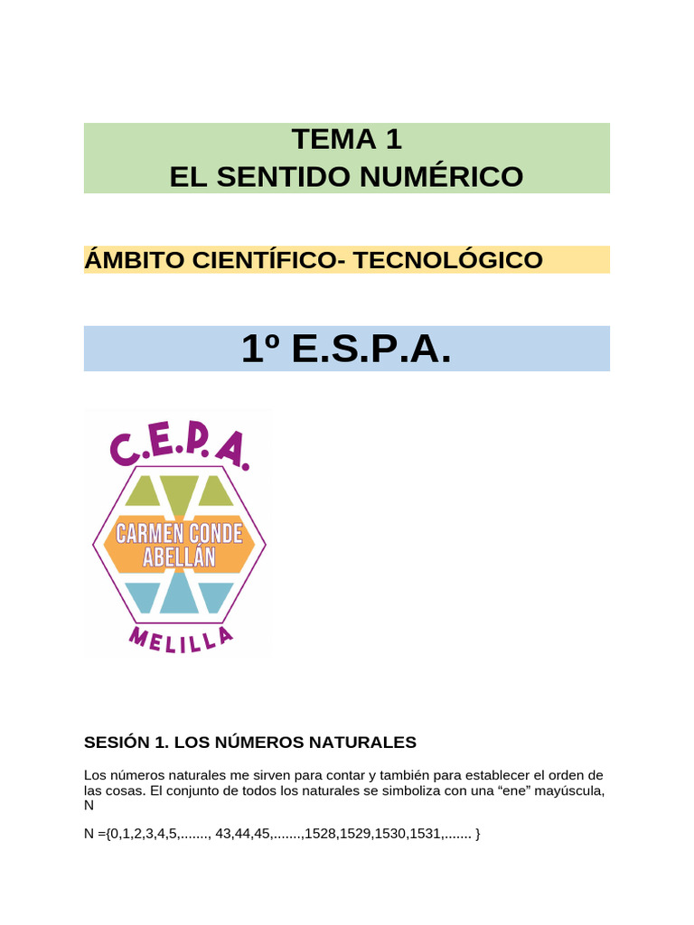 Tema 1. El Sentido Numérico | PDF | División (Matemáticas) | Entero