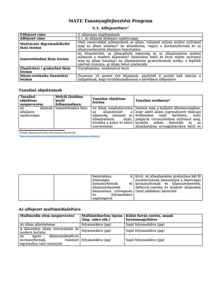 CSTL Alfejezetterv 3.1 | PDF