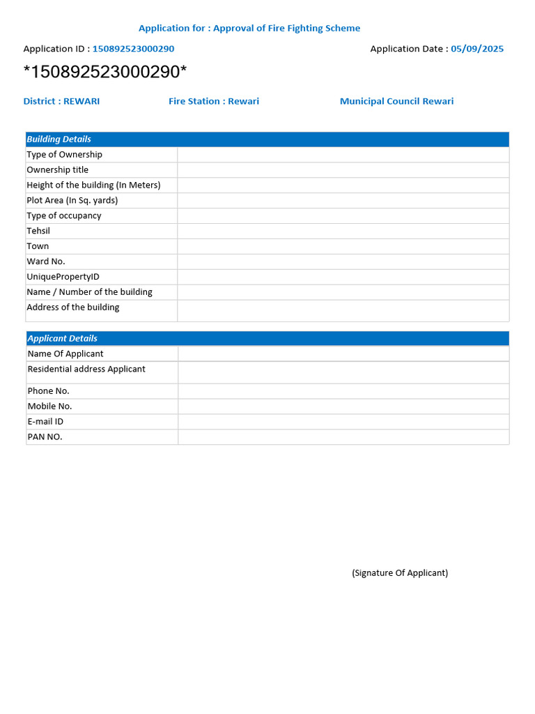 Fire Fighting Scheme Approval Application | PDF
