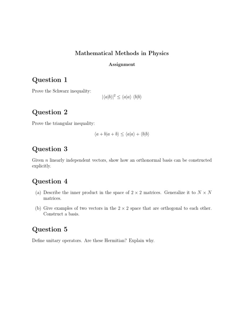Mathematical Methods in Physics Assignment | PDF