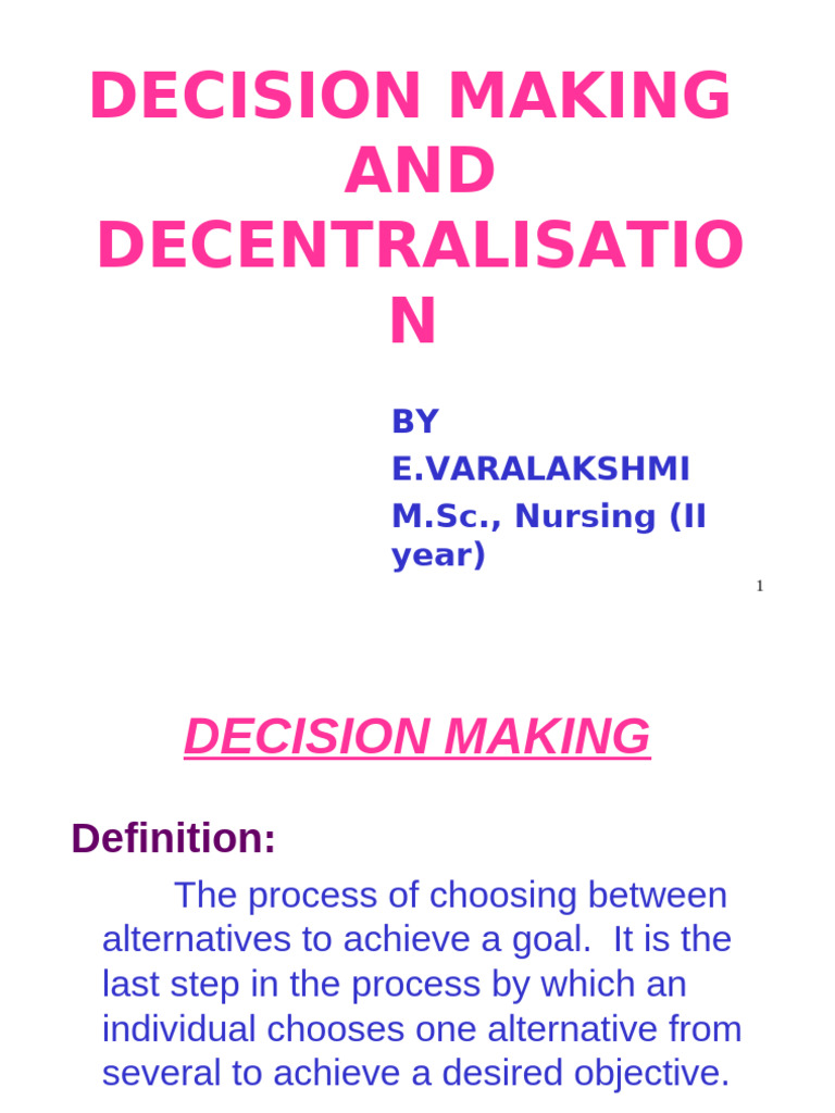Decision Making and Decentralization Guide | PDF | Decision Making ...