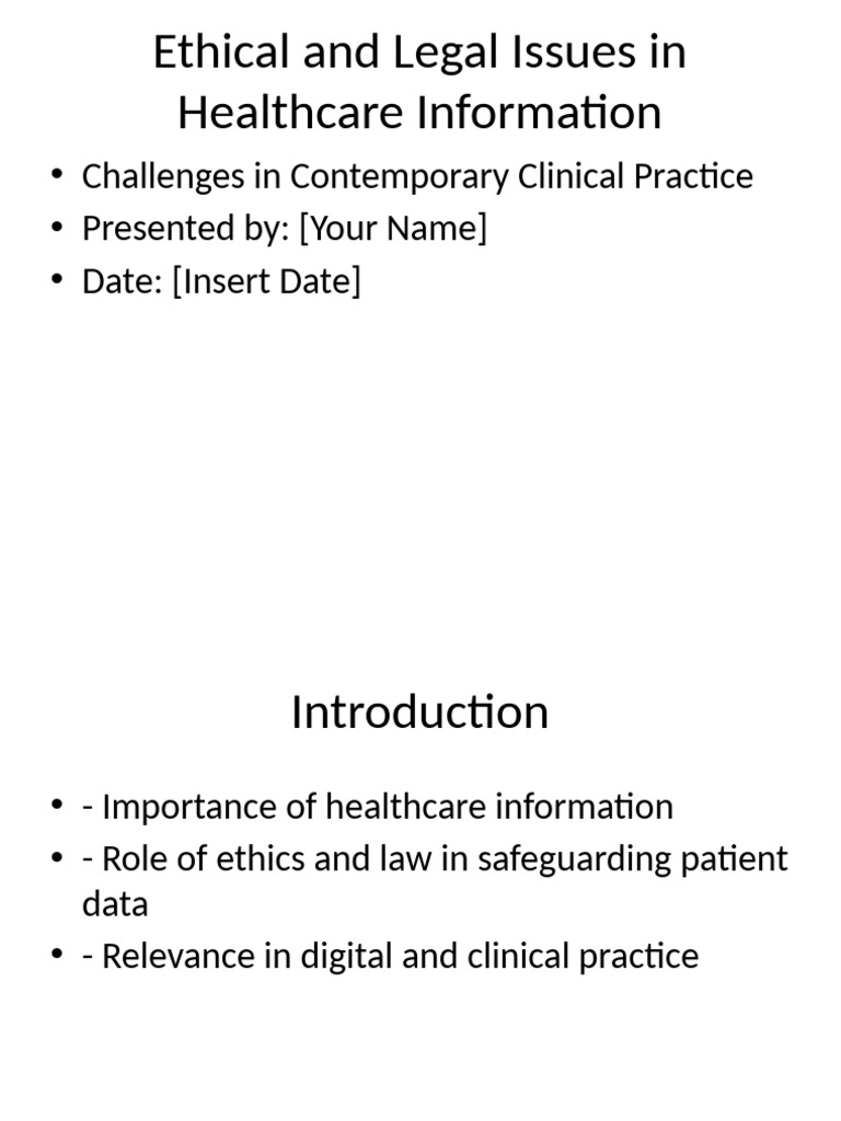 Ethical and Legal Issues in Healthcare | PDF | Electronic Health Record ...