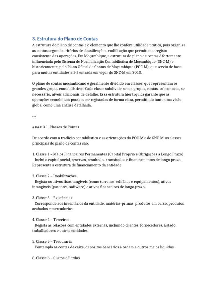 Estrutura do Plano de Contas em Moçambique | PDF | Contabilidade | Despesa