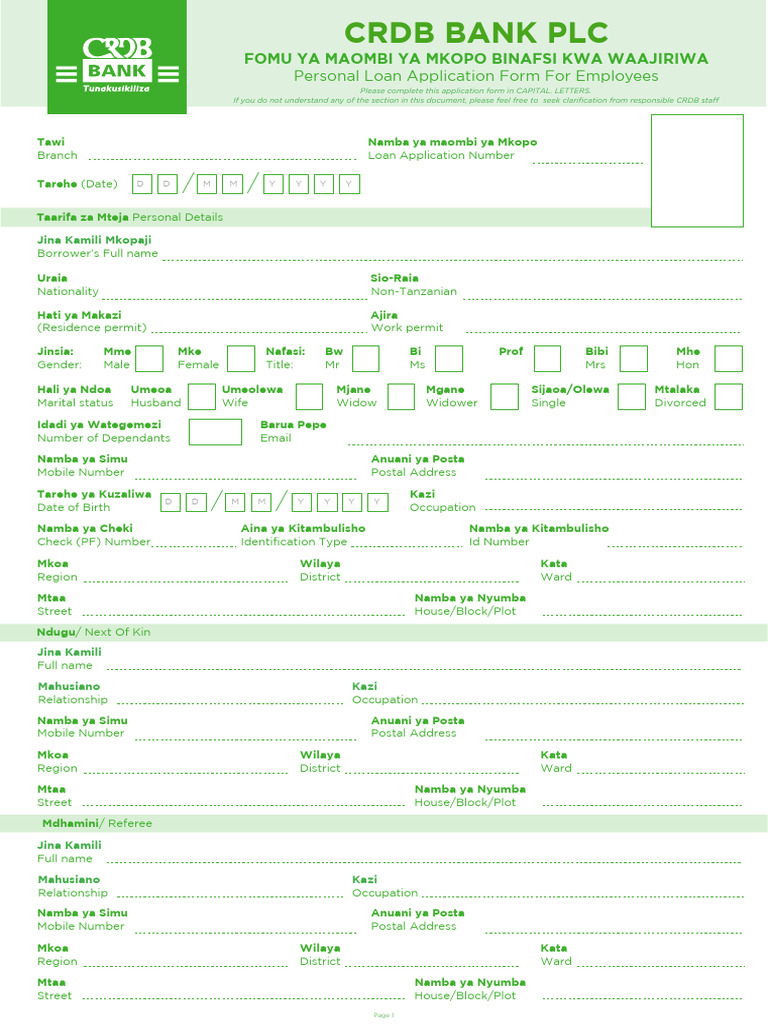 Personal Loan Application Form 2025 | PDF