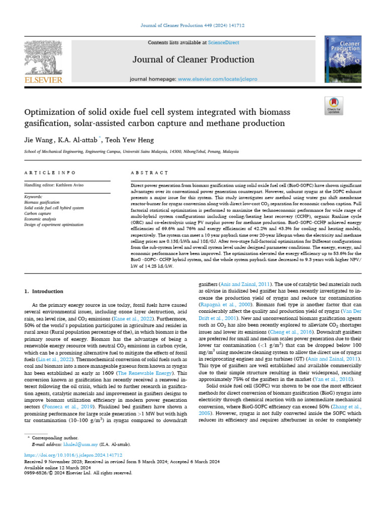 Optimization of Solid Oxide Fuel Cell System Integrated With Biomass ...