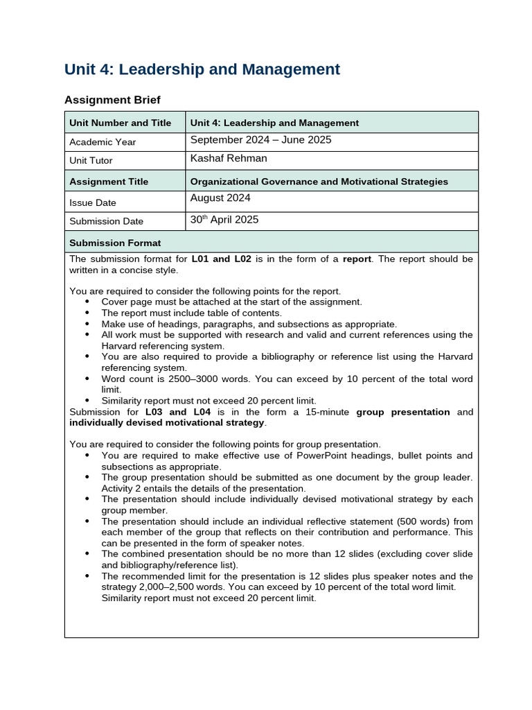 Leadership and Management Strategies Report | PDF | Leadership | Evaluation