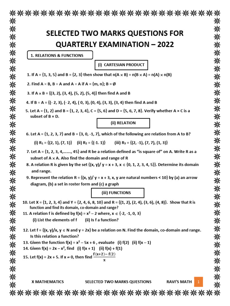 Selected Two Marks Questions For Quarterly Exam PDF | PDF | Chess ...