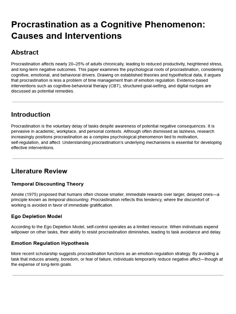 Understanding Procrastination: Causes & Solutions | PDF | Professional ...